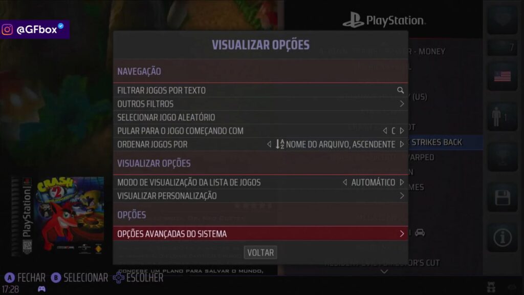 acessando a "opção avançadas do sistema" para remover a introdução das BIOS