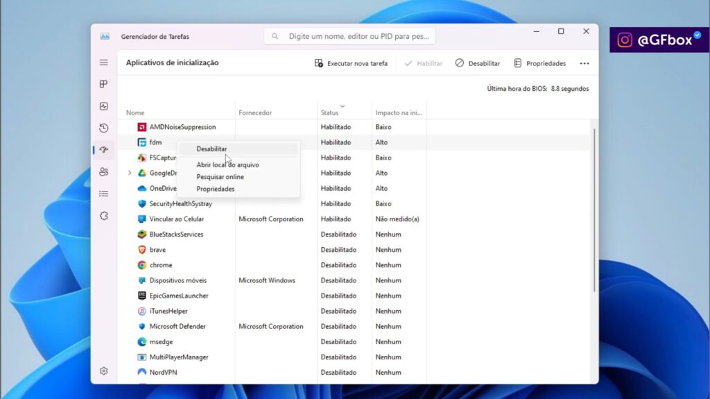 desabilitando programas para liberar espaço no windows e aumentar a memoria RAM