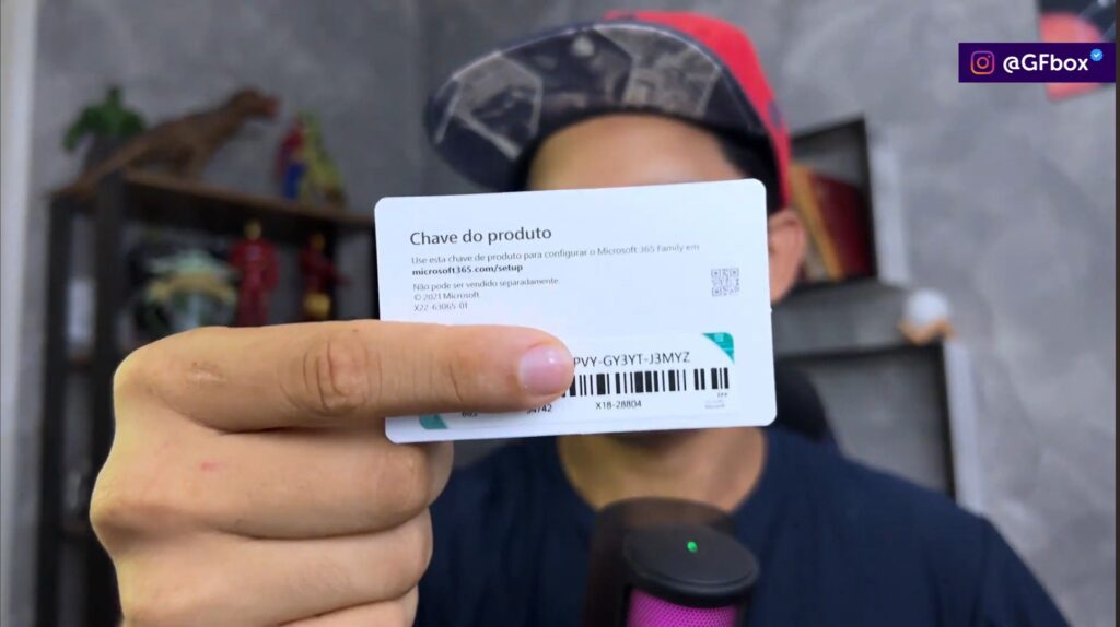 a licença fisica com a chave de ativação do Microsoft 365 Family