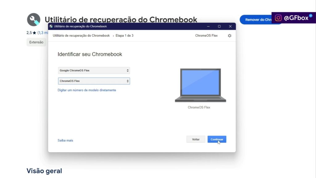 finalizando o processo pra instalar o Chrome OS Flex