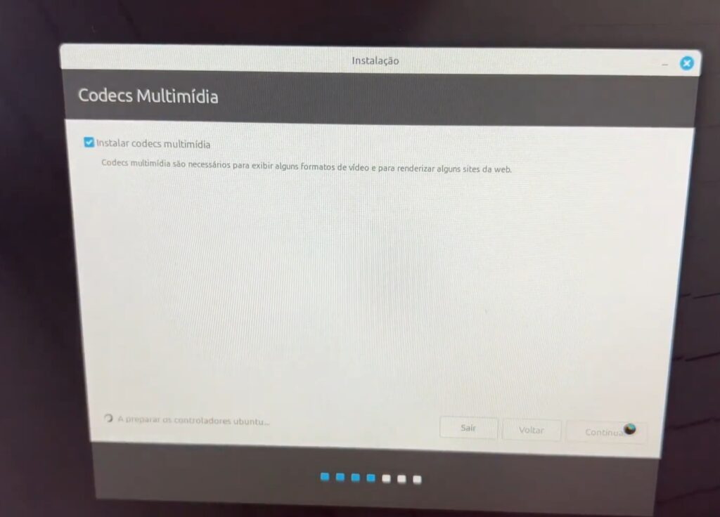 selecionando a opção de codecs multimidia para o linux