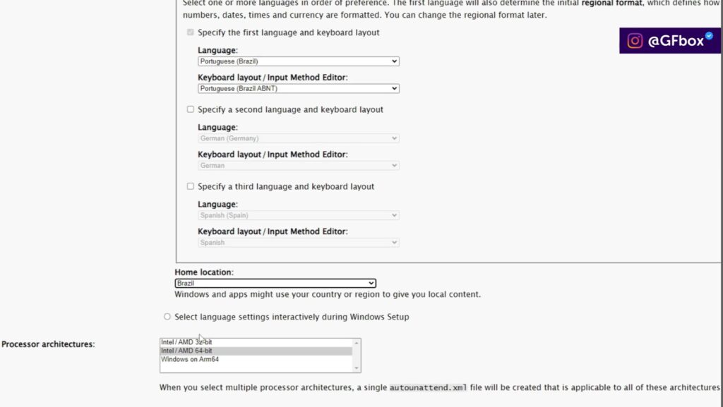 configurando o idioma para instalar o windows 10 ou 11