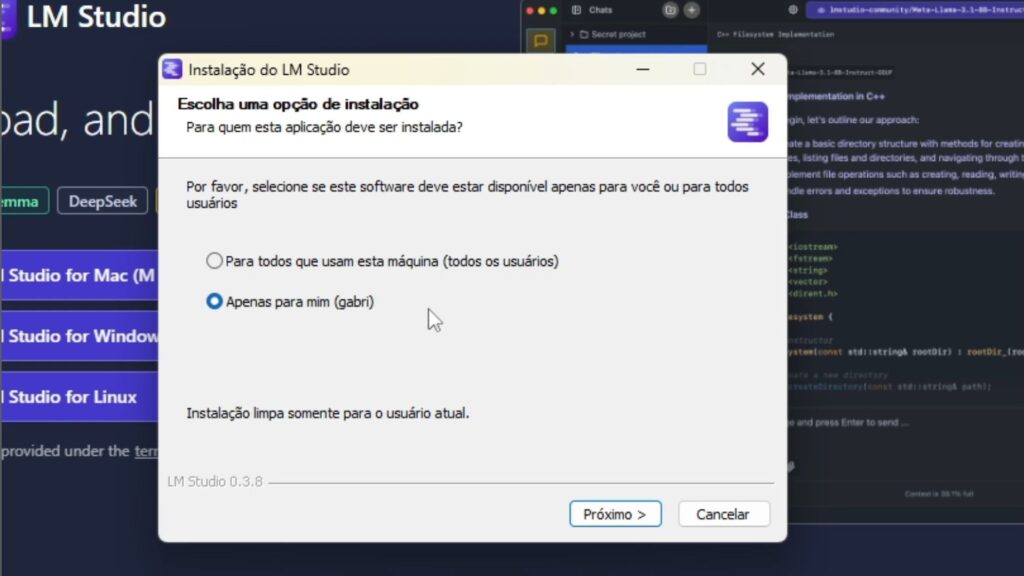 instalando o deepseek