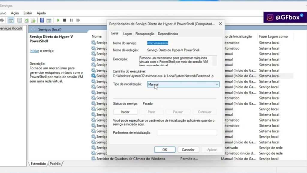 desativando o hiper-v serviços do windows