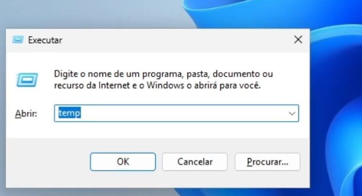 acessando a pasta temp para fazer a limpeza total no windows