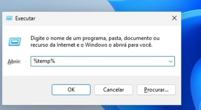 acessando a pasta %temp% para fazer a limpeza total no windows