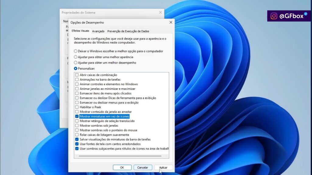 selecionando as opções necessárias para uma limpeza total no windows