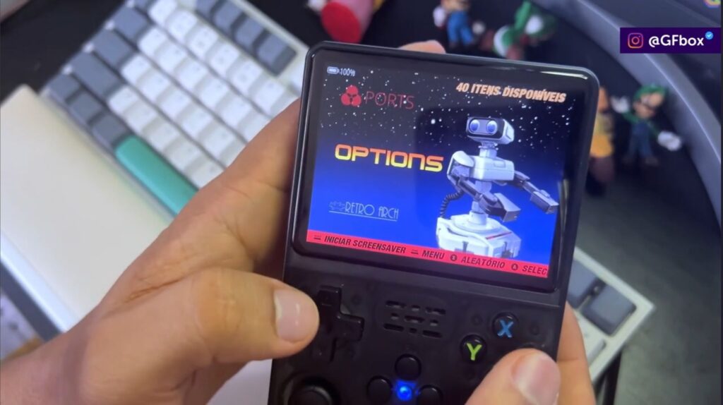 selecionando a opção option no R36S