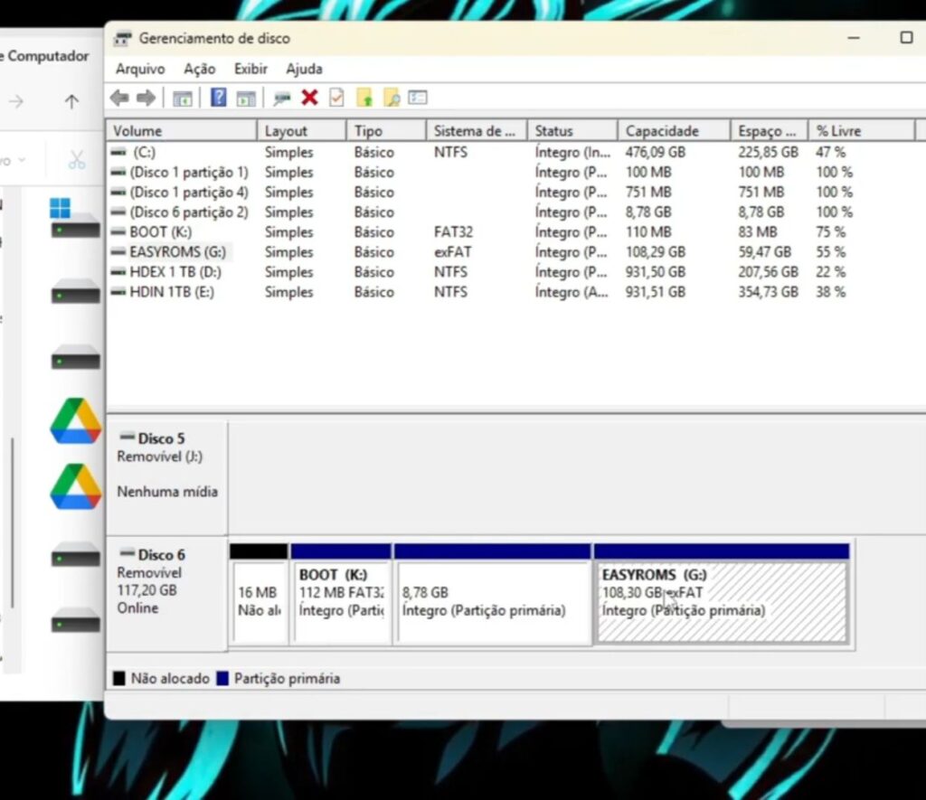 encontrando as partição EasyRom e Boot