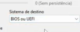 sistema de destino m BIOS ou UEFI