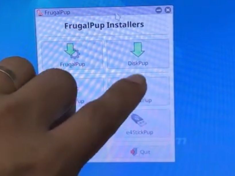 selecionando a opção "DiskPup"