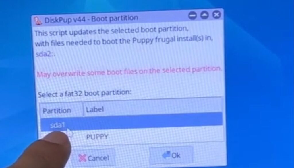 selecionando a opção Fat32