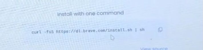 copiando o código obtido no site da Brave