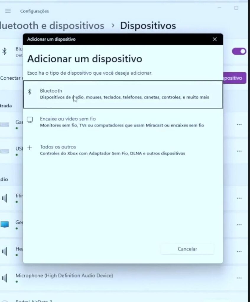 adicionando um novo dispositivo no bluetooth para conectar com o controle Data Frog S80