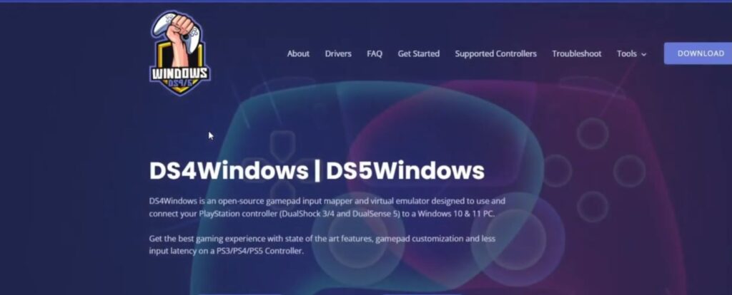 site do DS4 no windows para conectar o controle DualSense no windows