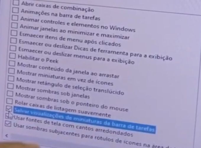 selecionando as ultimas opção para otimizar o notebook antigo com windows 10