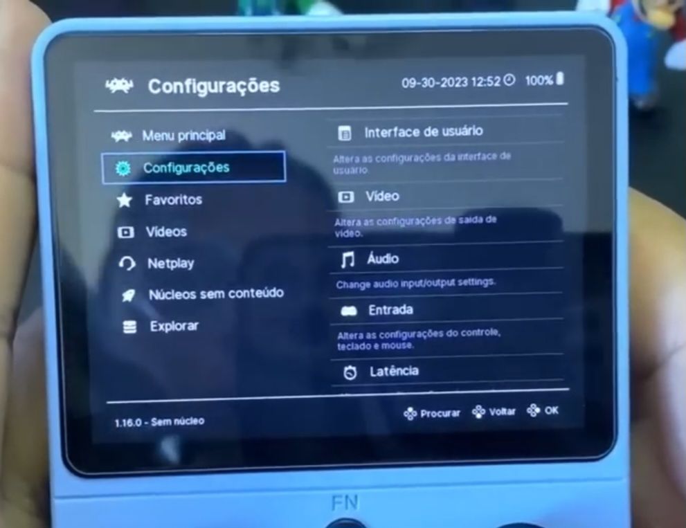 acessando as configurações no Retro Arch