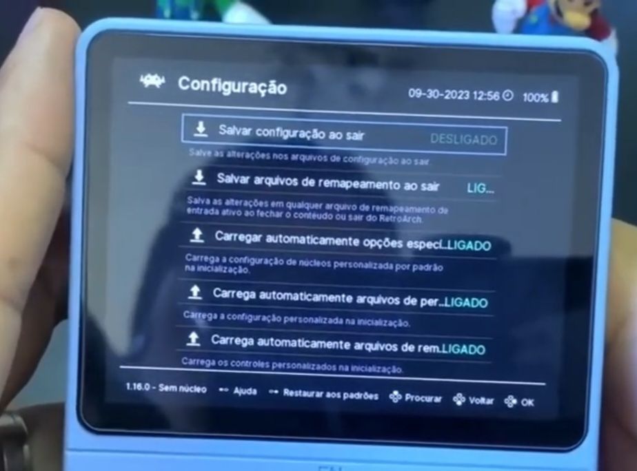 salvando as configurações