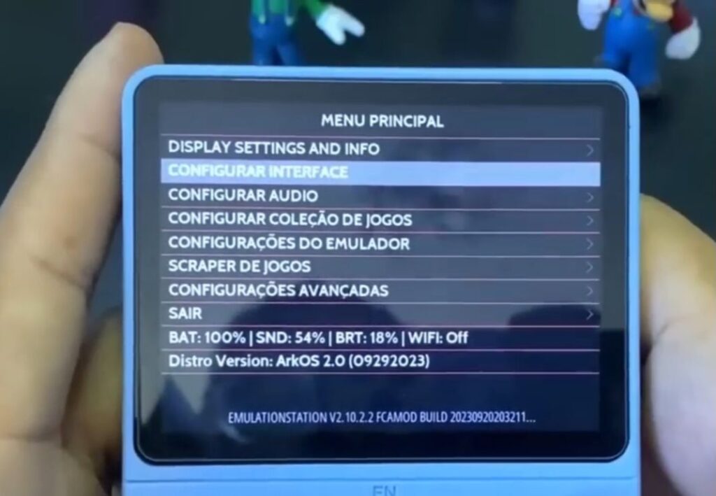 selecionando a opção "Configurar a interface"