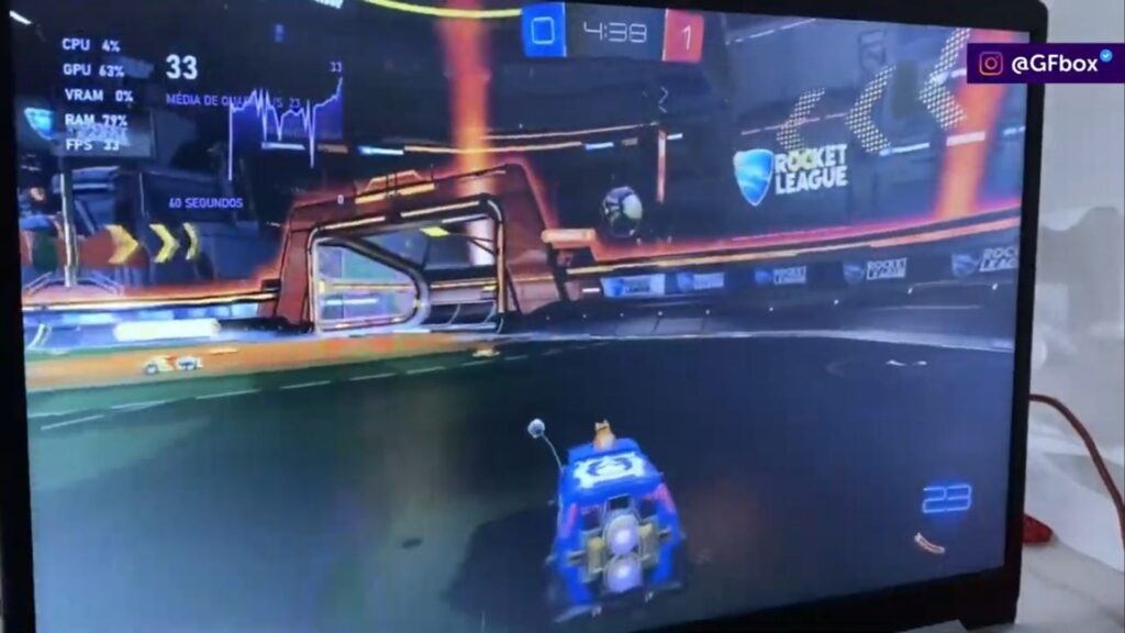 Desempenho do Rockety League no notebook Ideapad 1i